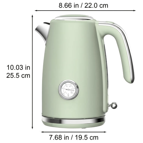 1.7-Liter Vintage Stainless Steel Electric Kettle, 1500 Watts for Quick Heating, 360° Rotating Base, Ergonomic Handle That Prevents Burns, Automatic Shut-Off, And Dry Boil Protection, Kitchen Accessory